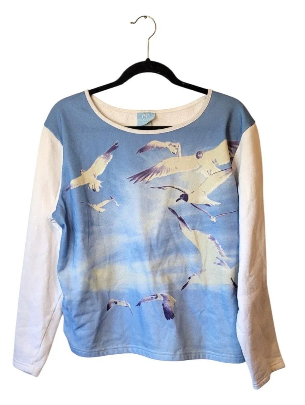 Taylor Swift 1989 Rare Light Blue & White Seagull Print Crewneck Sweater Size XL